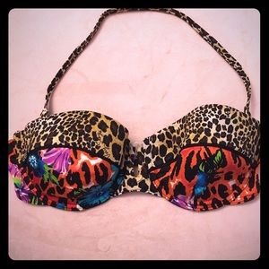 VS Leopard and Floral Print Bikini Top